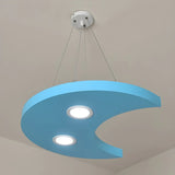 Geometric Crescent Metal Kids Room Blue LED Chandelier Image - 2