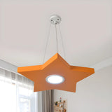 Geometric Crescent Metal Kids Room Blue LED Chandelier Image - 8