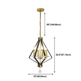 Geometric Crystal Gold Candle 4-Light Foyer Chandelier #size