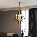 Geometric Crystal Gold Candle 4-Light Foyer Chandelier Image - 5