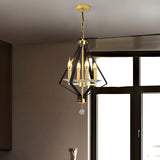 Geometric Crystal Gold Candle 4-Light Foyer Chandelier Image - 6