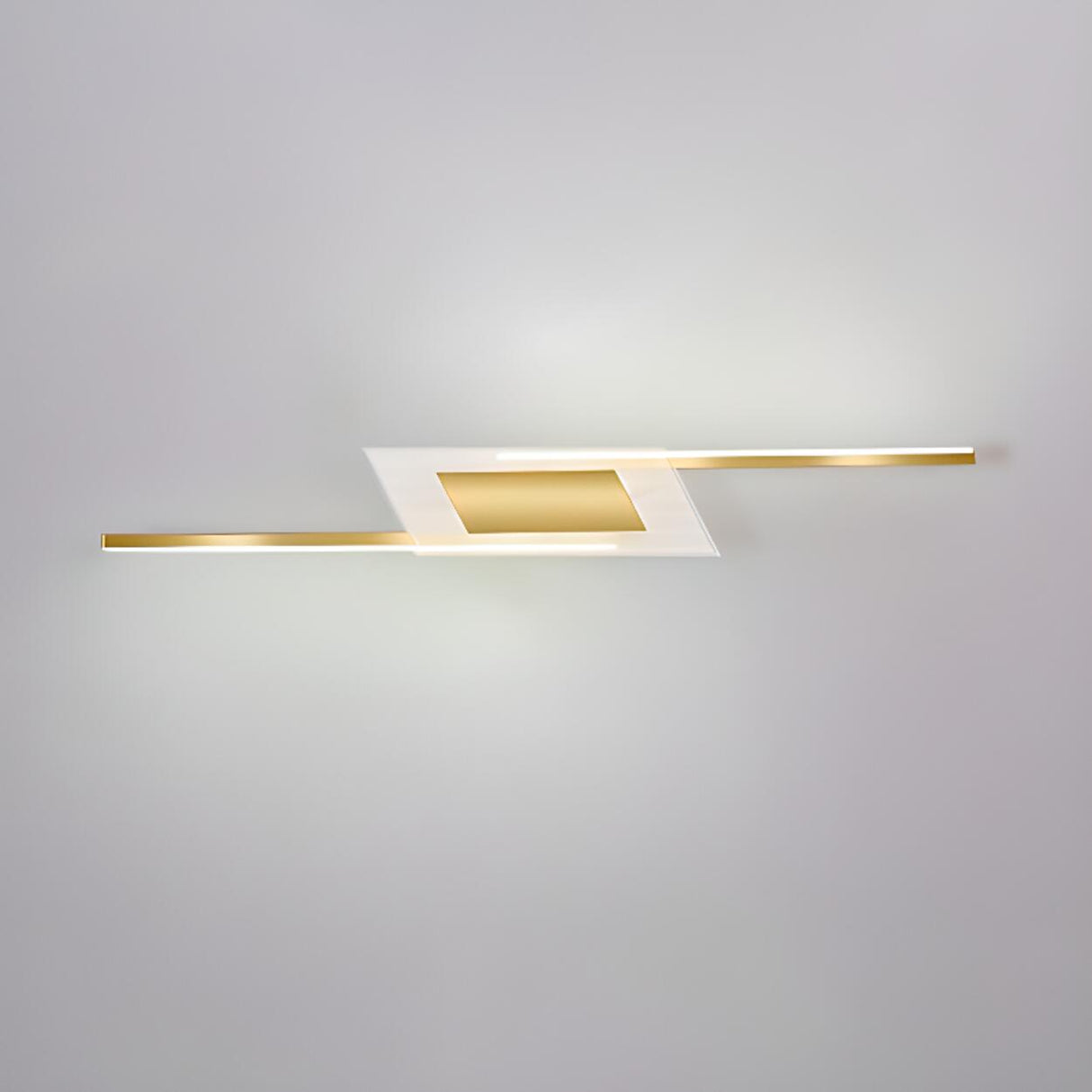 Geometric Gold and White Vanity Mirror Light Image - 10