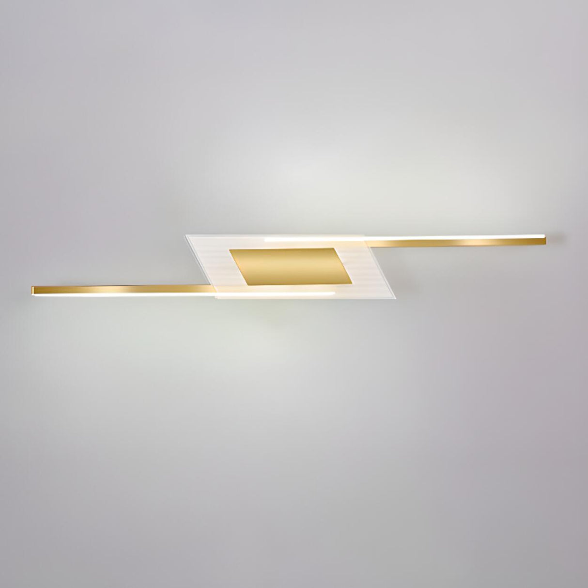 Geometric Gold and White Vanity Mirror Light Image - 13