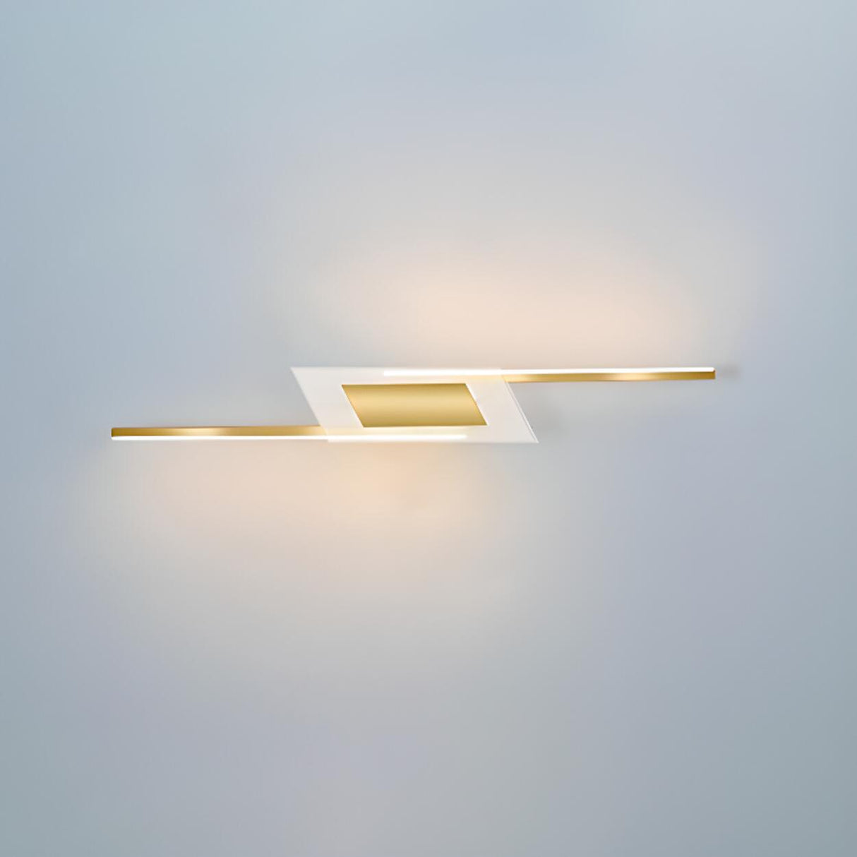 Geometric Gold and White Vanity Mirror Light Image - 5