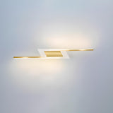 Geometric Gold and White Vanity Mirror Light Image - 6