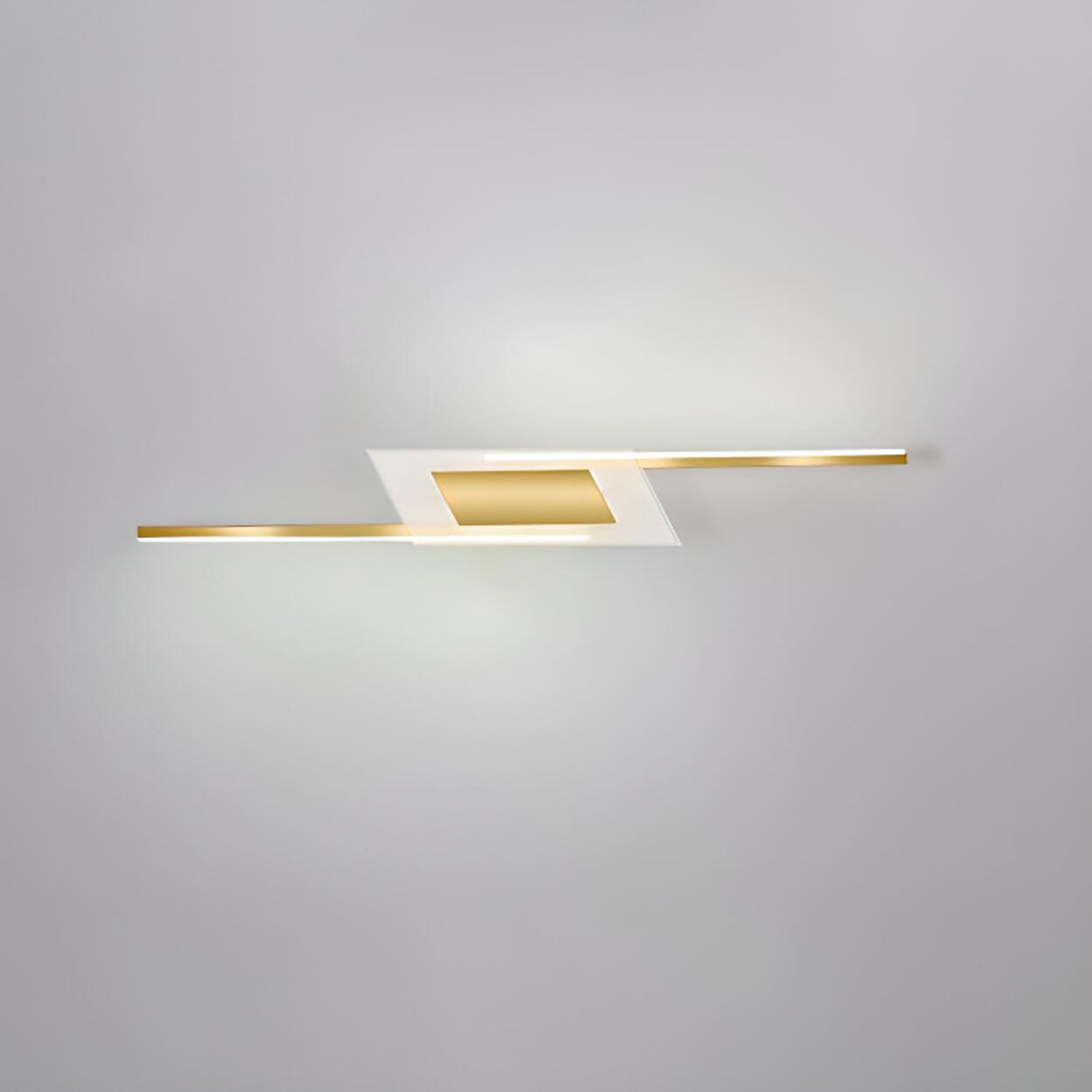 Geometric Gold and White Vanity Mirror Light Image - 7