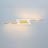 Geometric Gold and White Vanity Mirror Light Image - 8