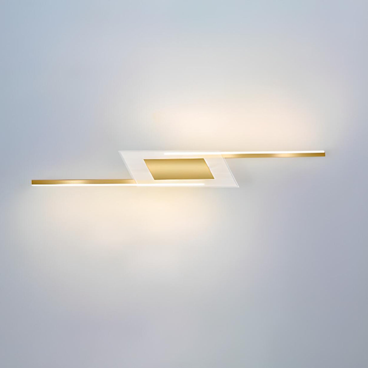 Geometric Gold and White Vanity Mirror Light Image - 9