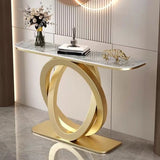 Geometric Half-Circle Marble Black Hall Console Table Image - 12