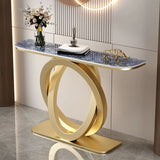 Geometric Half-Circle Marble Black Hall Console Table Image - 13