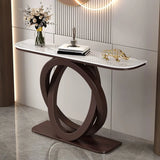 Geometric Half-Circle Marble Black Hall Console Table Image - 15