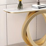 Geometric Half-Circle Marble Black Hall Console Table Image - 16