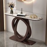 Geometric Half-Circle Marble Black Hall Console Table Image - 18