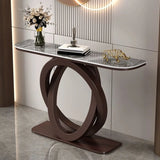 Geometric Half-Circle Marble Black Hall Console Table Image - 19