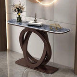 Geometric Half-Circle Marble Black Hall Console Table Image - 20