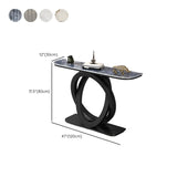 Geometric Half-Circle Marble Black Hall Console Table Image - 24