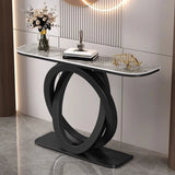 Geometric Half-Circle Marble Black Hall Console Table Image - 5