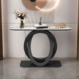 Geometric Half-Circle Marble Black Hall Console Table Image - 6