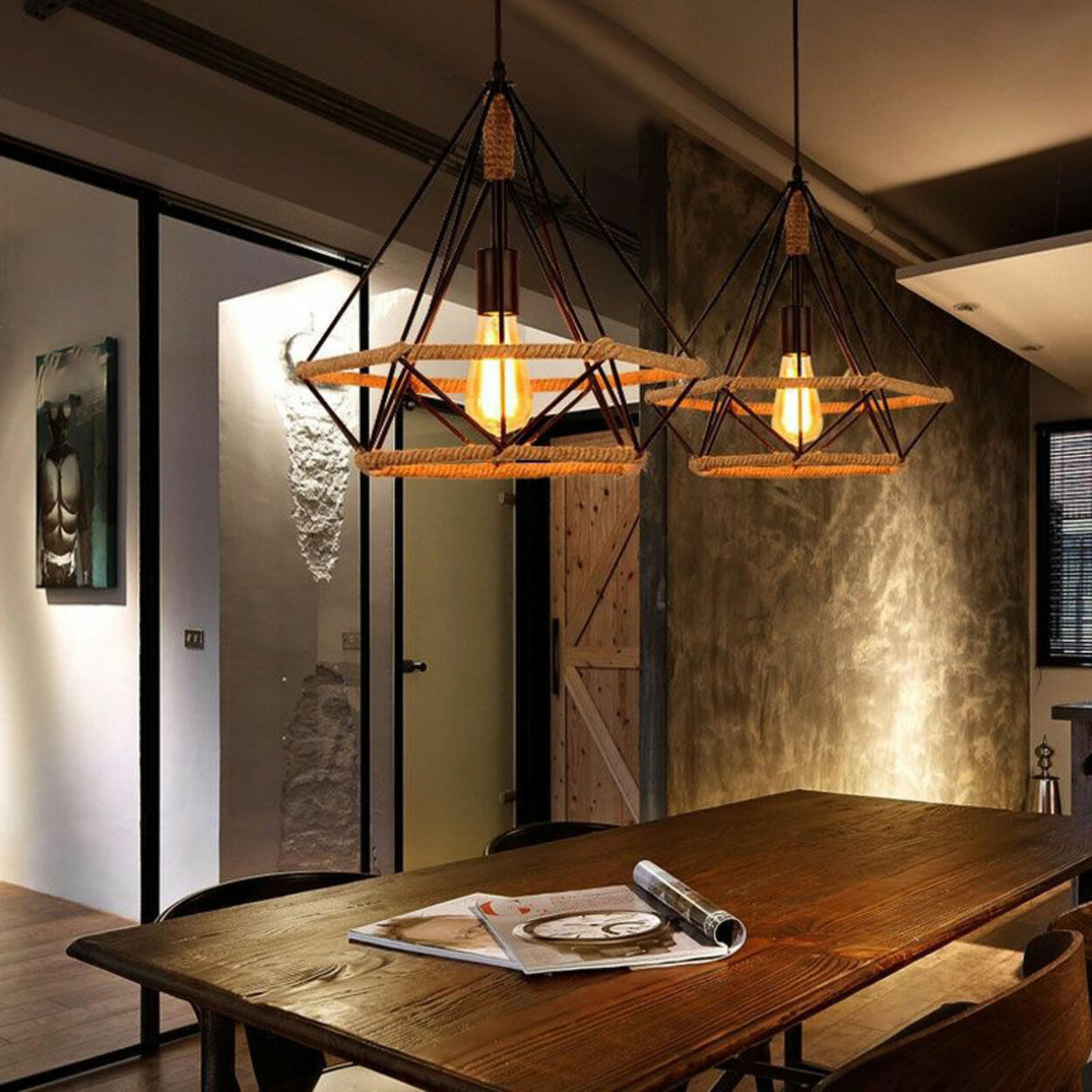 Geometric Industrial Dining Room Pendant Light Image - 1