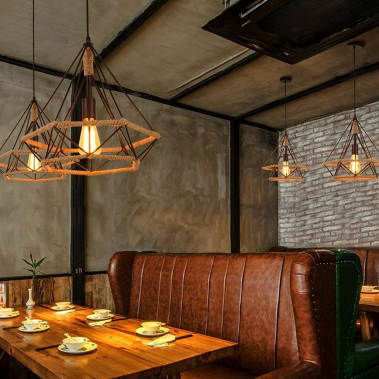 Geometric Industrial Dining Room Pendant Light Image - 8