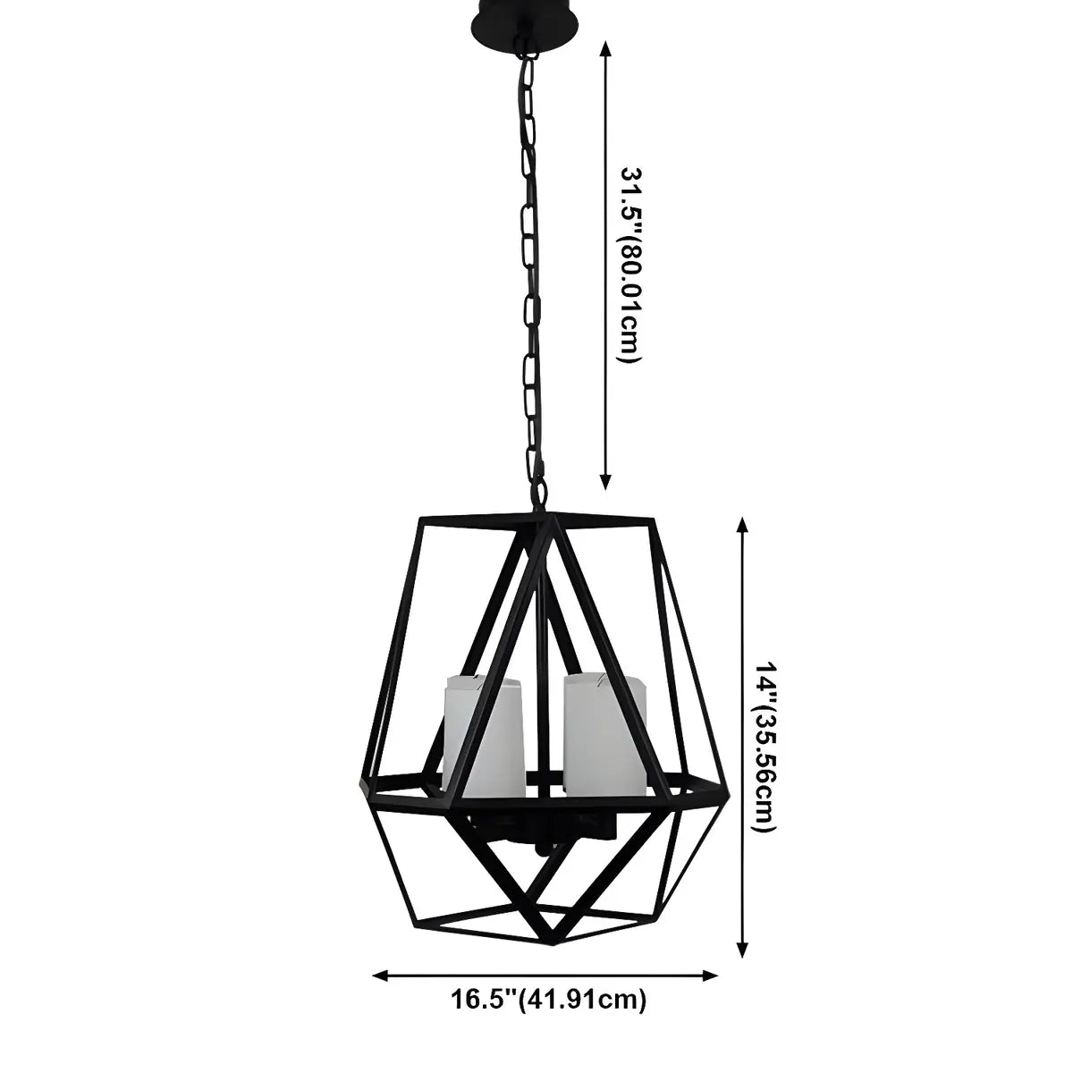 Geometric Metal Cage Candle Black Foyer Chandelier 