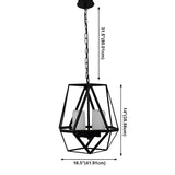 Geometric Metal Cage Candle Black Foyer Chandelier #size