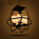 Geometric Metal Cage Candle Black Foyer Chandelier Image - 6