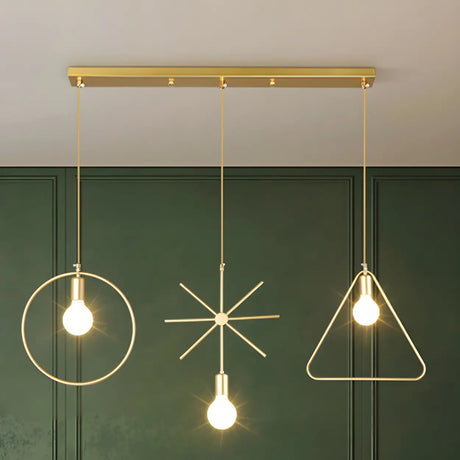 Geometric Modern Gold Island Pendant Light Fixtures Image - 2