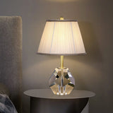 Geometric Pear Shape Clear Base Bedside Table Lamp Image - 1