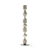 Geometric Stacked Wood-Color Costantina Floor Lamp Image - 2