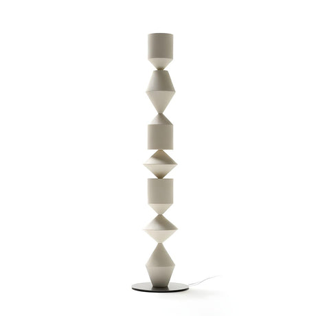 Geometric Stacked Wood-Color Costantina Floor Lamp Image - 2