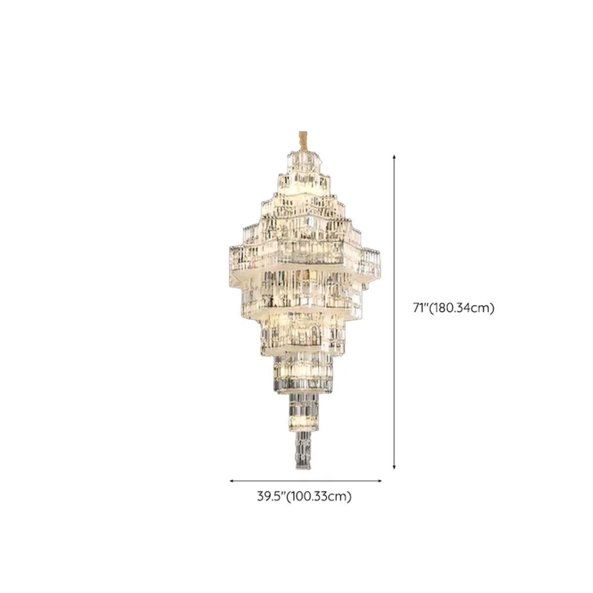 Geometric Tiered Prismatic Crystal Chrome Foyer Chandelier Image - 13