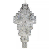 Geometric Tiered Prismatic Crystal Chrome Foyer Chandelier Image - 5