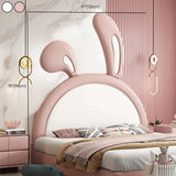 Girls Room Pink Rabbit Arched Upholstered Headboard #size