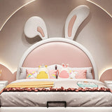 Girls Room Pink Rabbit Arched Upholstered Headboard Image - 2