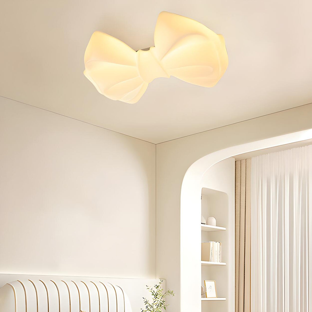 Girly Bedroom Bow-Knot LED Flush Mount Ceiling Light Image - 2