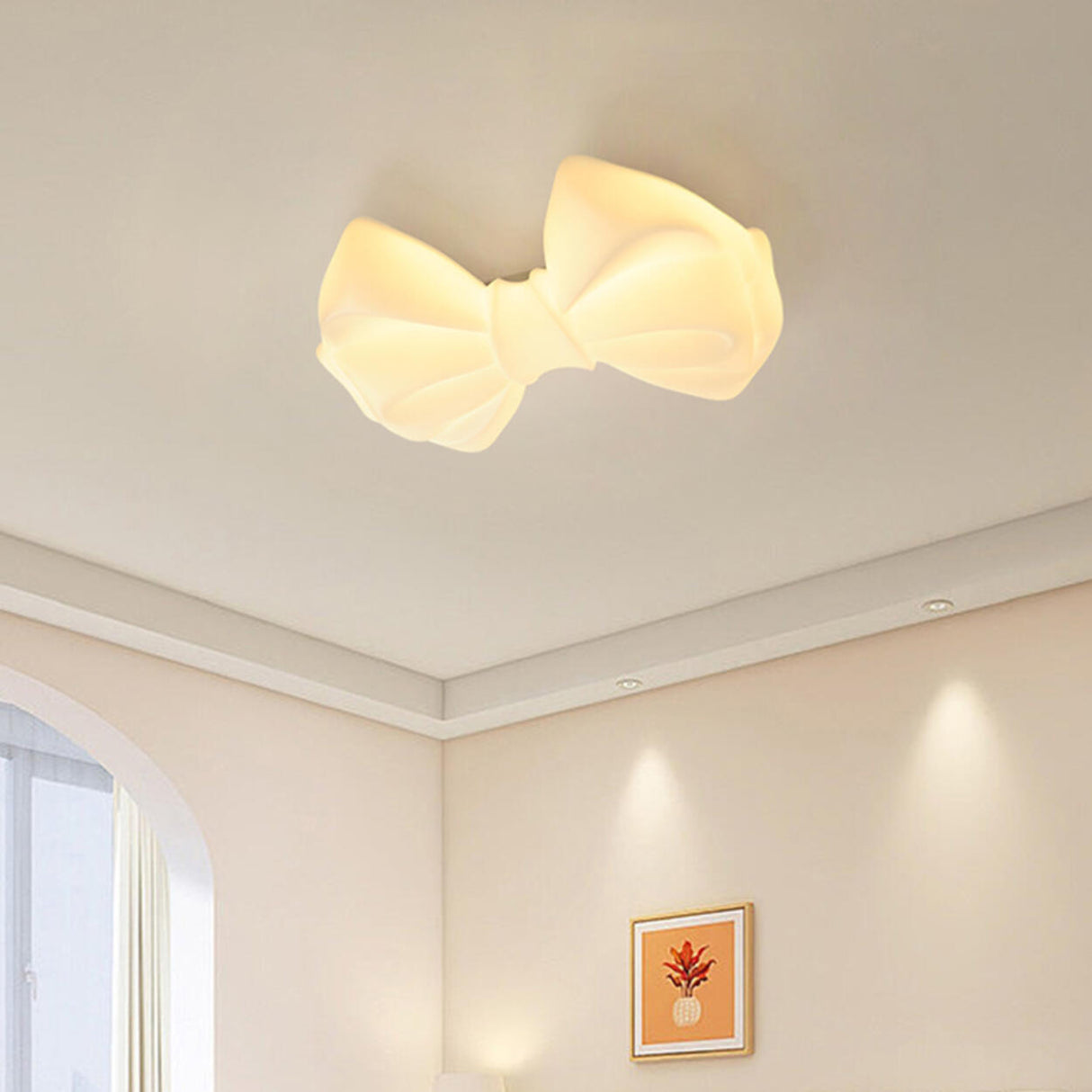 Girly Bowknot Resin LED Flush Mount Ceiling Light Image - 4