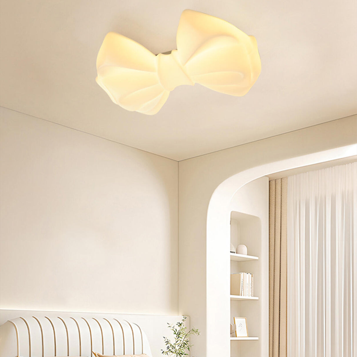 Girly Bowknot Resin LED Flush Mount Ceiling Light Image - 5