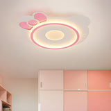 Girly Cartoon Pink Kitty LED Flush Mount Ceiling Light Image - 2