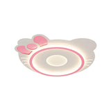 Girly Cartoon Pink Kitty LED Flush Mount Ceiling Light Image - 3