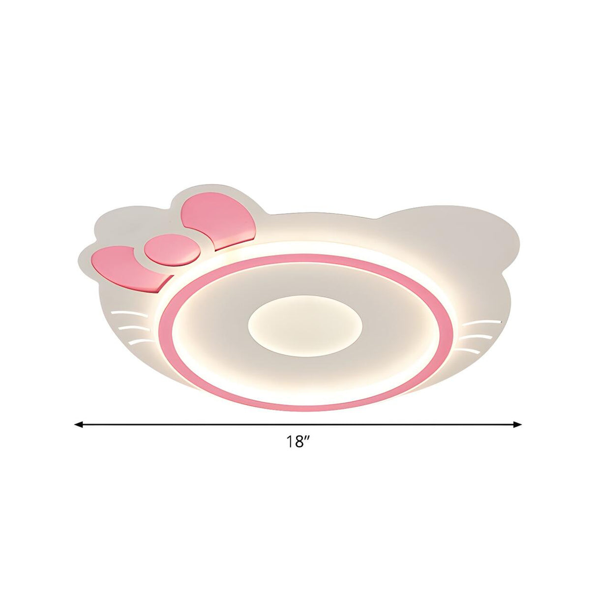 Girly Cartoon Pink Kitty LED Flush Mount Ceiling Light Image - 4