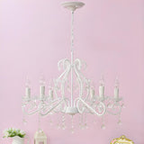 Girly Pink Crystal Nordic Clear Crystal Candle Chandelier Image - 12