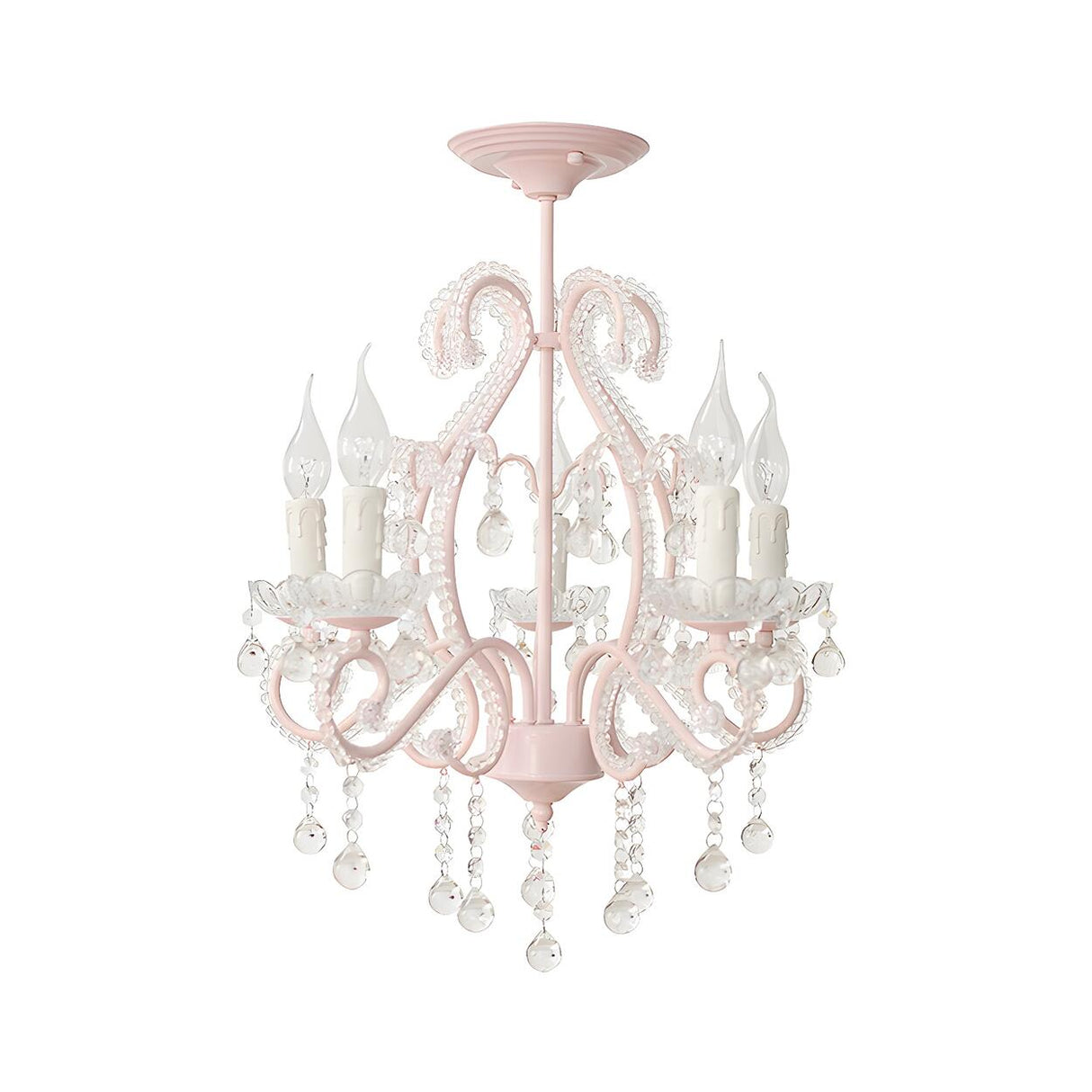 Girly Pink Crystal Nordic Clear Crystal Candle Chandelier Image - 5