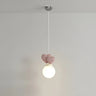 Girly Pink Resin Heart White Globe Kid Bedroom Pendant Light Image - 1