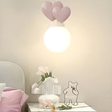 Girly Pink Resin Heart White Globe Kid Bedroom Pendant Light Image - 12