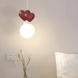 Girly Pink Resin Heart White Globe Kid Bedroom Pendant Light Image - 2