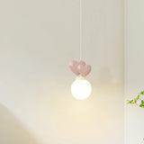 Girly Pink Resin Heart White Globe Kid Bedroom Pendant Light Image - 4