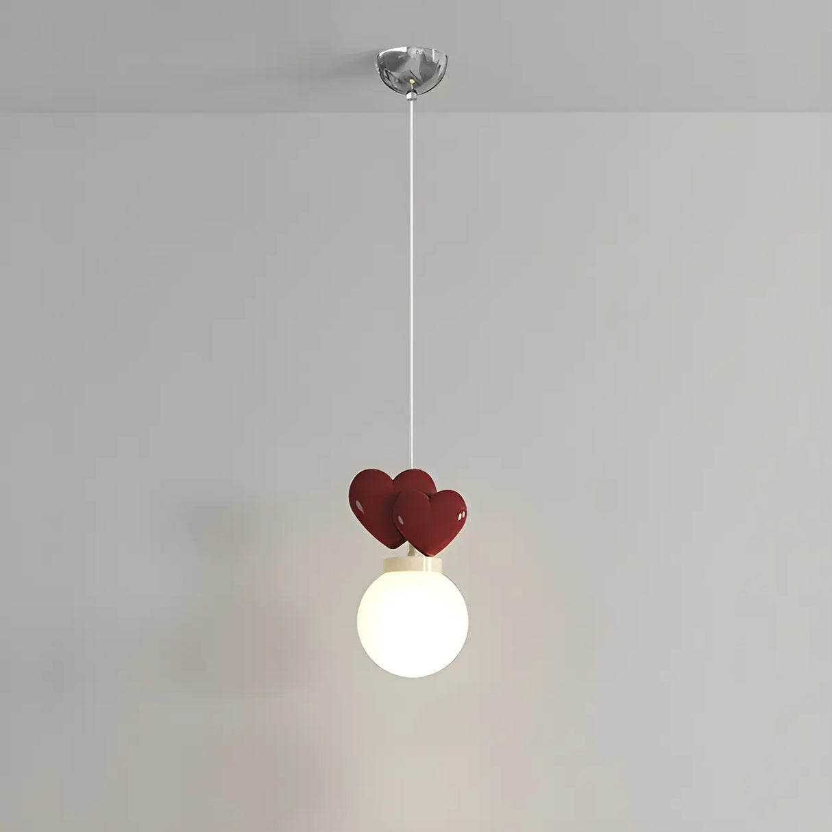 Girly Pink Resin Heart White Globe Kid Bedroom Pendant Light Image - 6