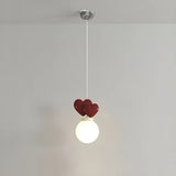 Girly Pink Resin Heart White Globe Kid Bedroom Pendant Light Image - 6