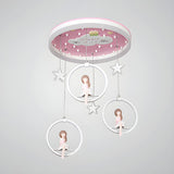 Girly Pink Round Hanging Princess LED Flush Mount Light Image - 3